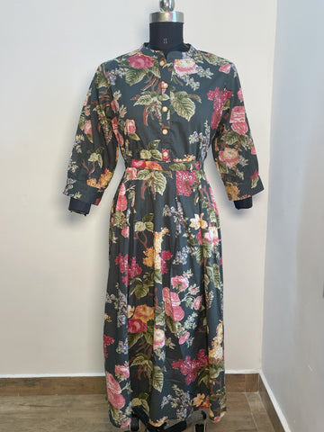 BOTTLE GREEN COTTON MAXI