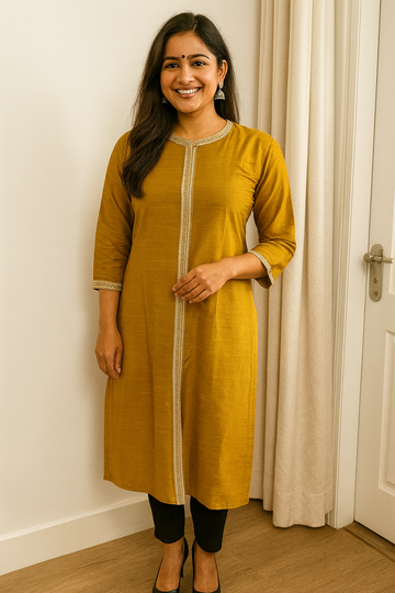 GOLD SILK COTTON KURTA