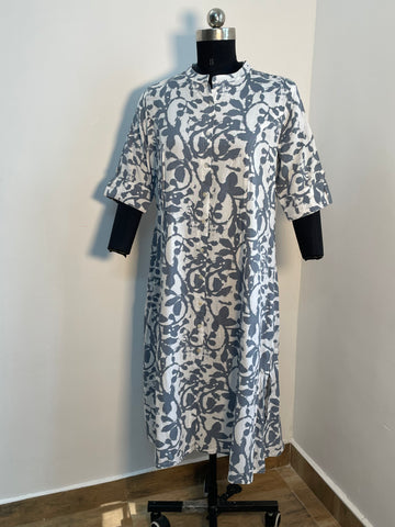 WHITE COTTON A-LINE KURTA