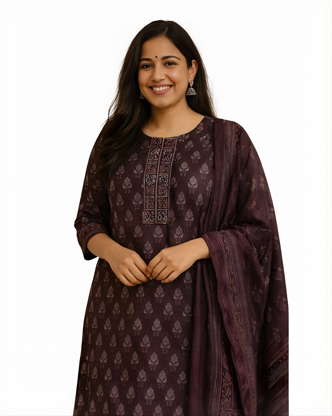 ELEGANT CHANDRI COTTON KURTA SET WITH DUPATTA💜