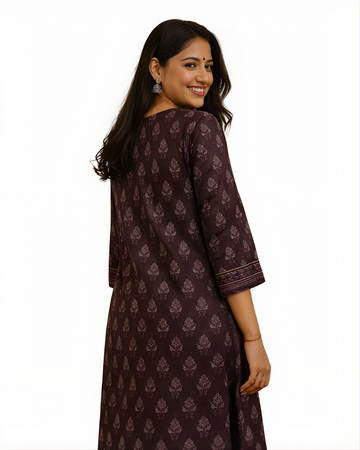 ELEGANT CHANDRI COTTON KURTA SET WITH DUPATTA💜