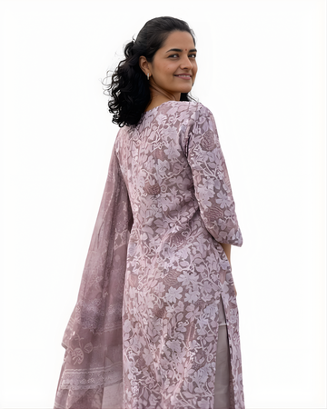 CHANDERI COTTON KURTA SET WITH DUPATTA