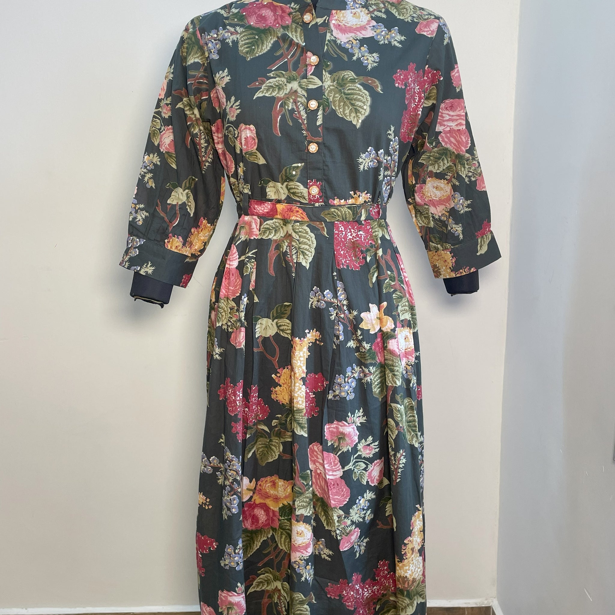 BOTTLE GREEN COTTON MAXI