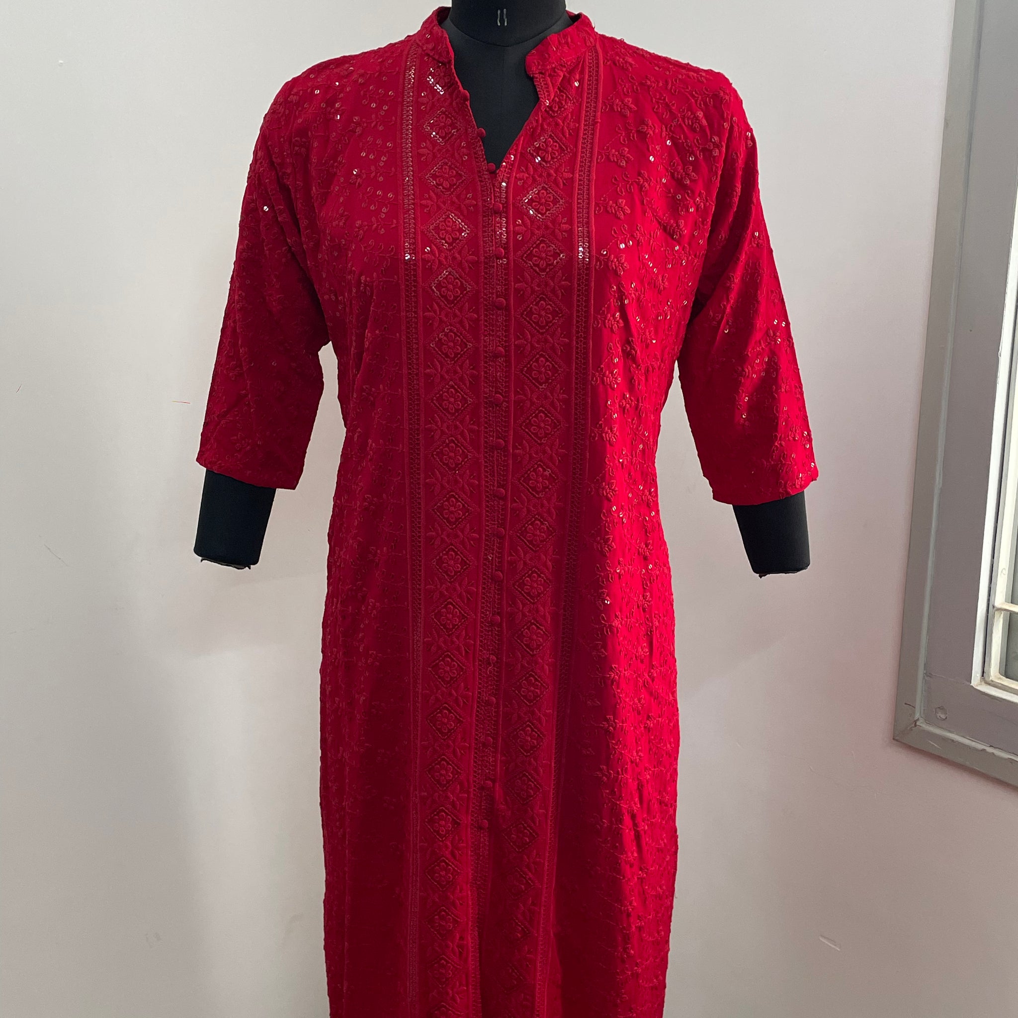 RED STRAIGHT KURTA