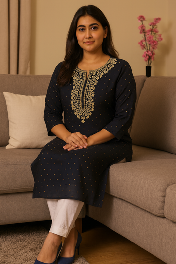 BLACK COTTON KURTA