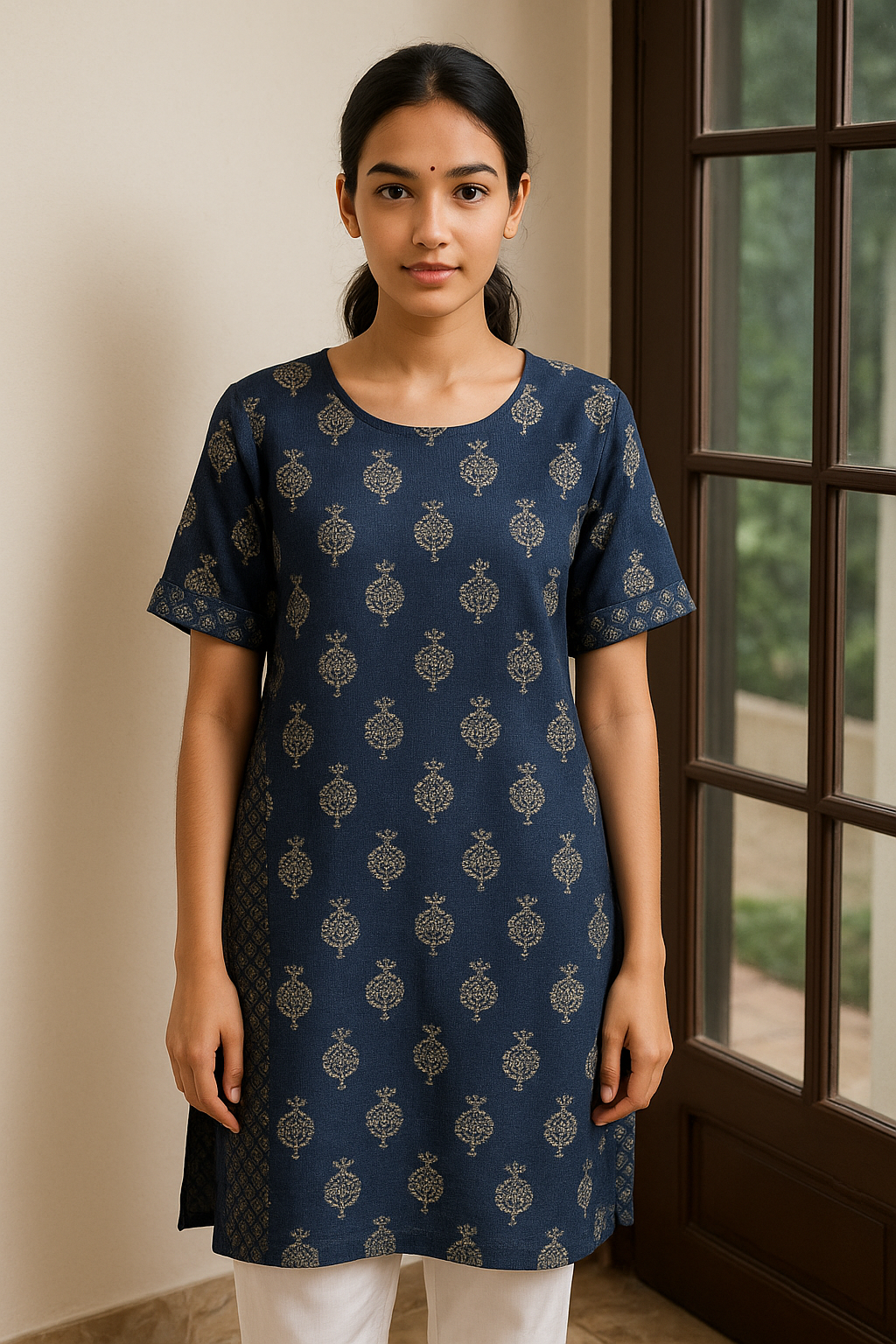 BLUE COTTON KURTA