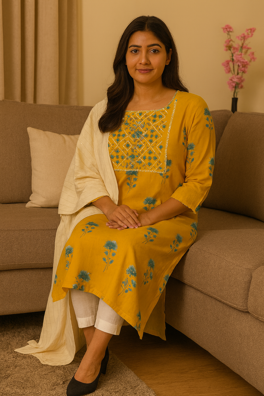 VIBRANT YELLOW COTTON KURTA SET 💛