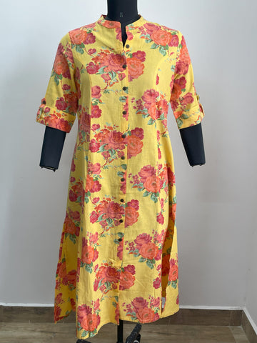 YELLOW COTTON KURTA