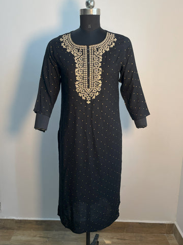 BLACK COTTON KURTA