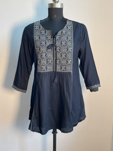 BLUE COTTON TUNIC TOP
