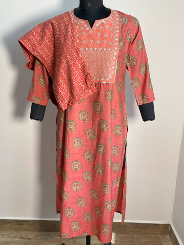 ORANGE MUSLIN KURTA SET