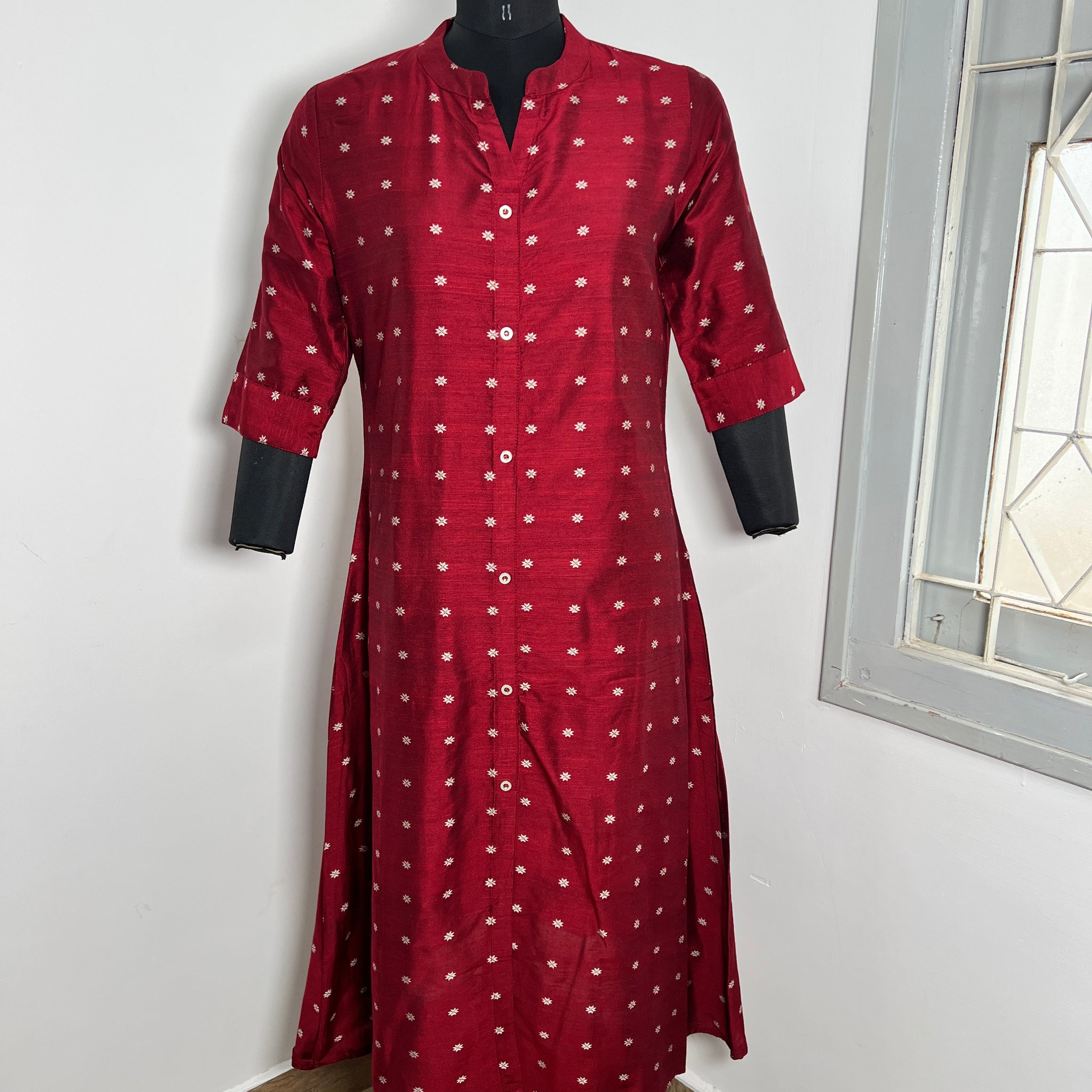 MAROON SILK COTTON KURTA