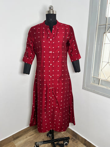 MAROON SILK COTTON KURTA