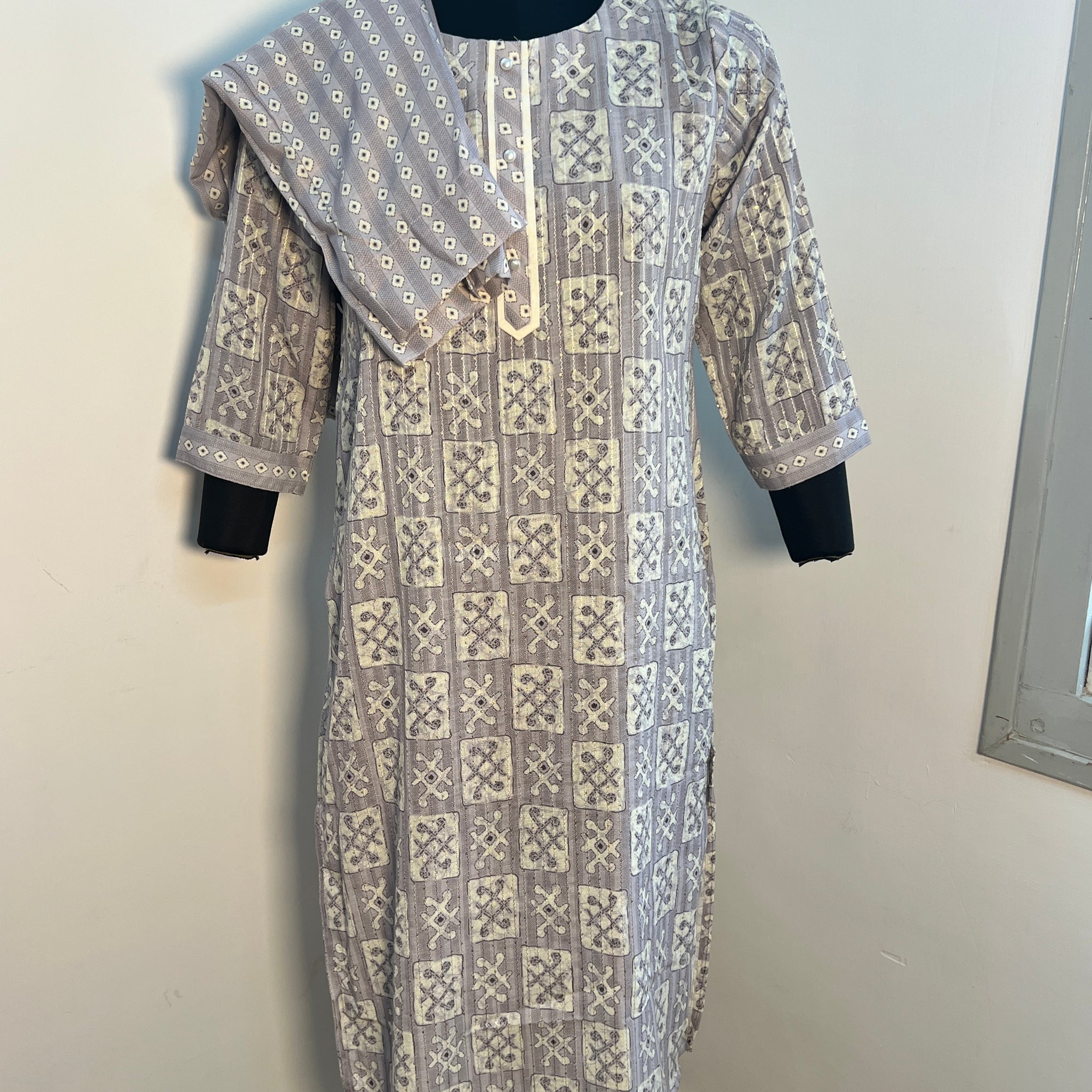 LAVENDER LINE BLEND COTTON KURTA SET