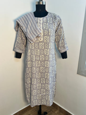 LAVENDER LINE BLEND COTTON KURTA SET