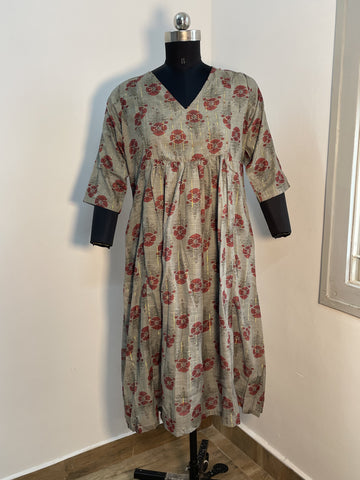 ARTICHOKE GREEN V NECK KURTA