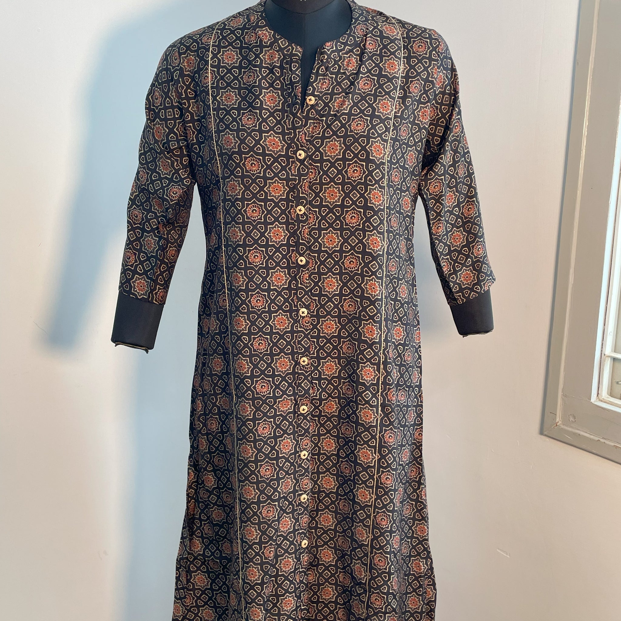 BLACK A-LINE KURTA