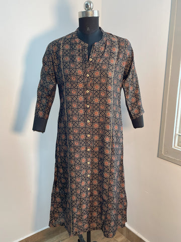 BLACK A-LINE KURTA