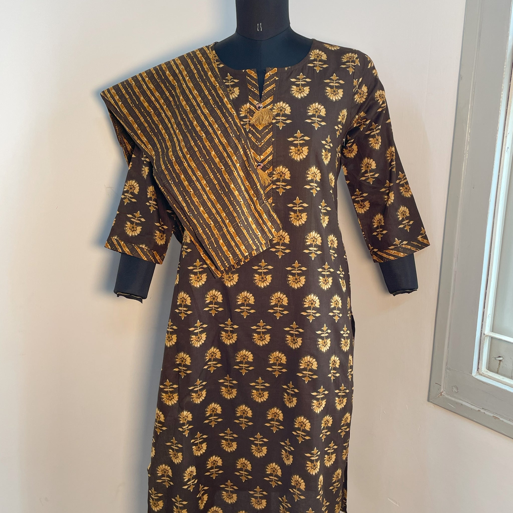 BROWN COTTON KURTA SET