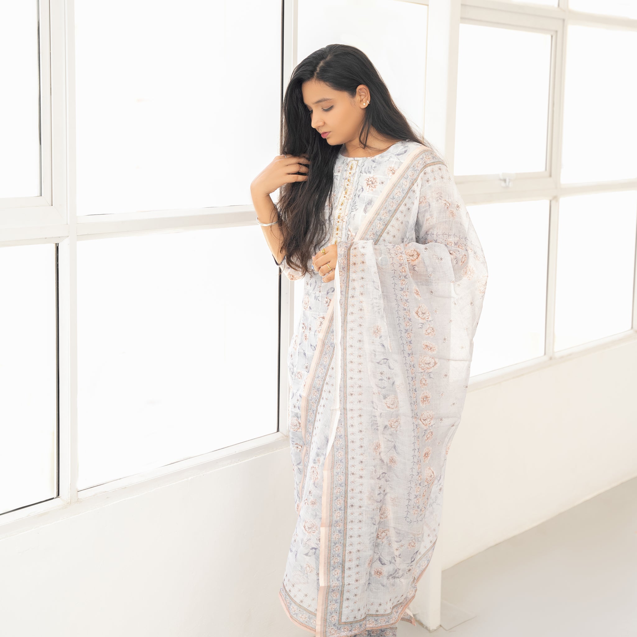 LINEN KURTA SET WITH DUPATTA