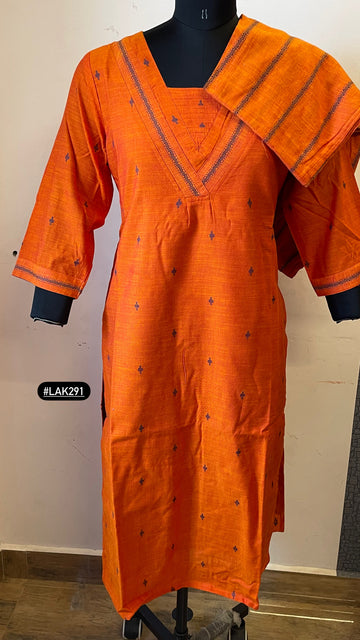 NEON ORANGE COMFY COTTON KURTA SET