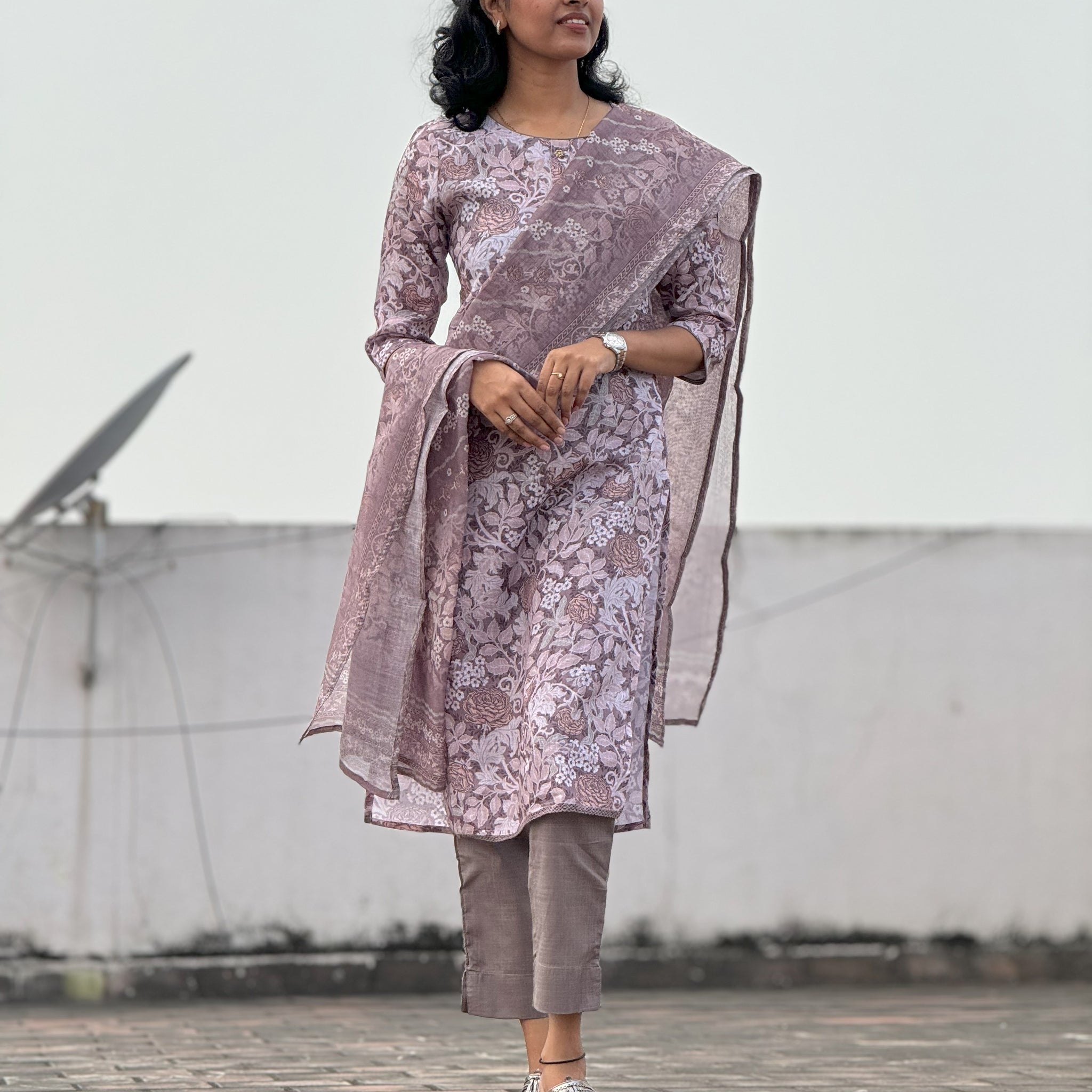CHANDERI COTTON KURTA SET WITH DUPATTA