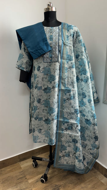 CHANDERI KURTA SET WITH DUPATTA