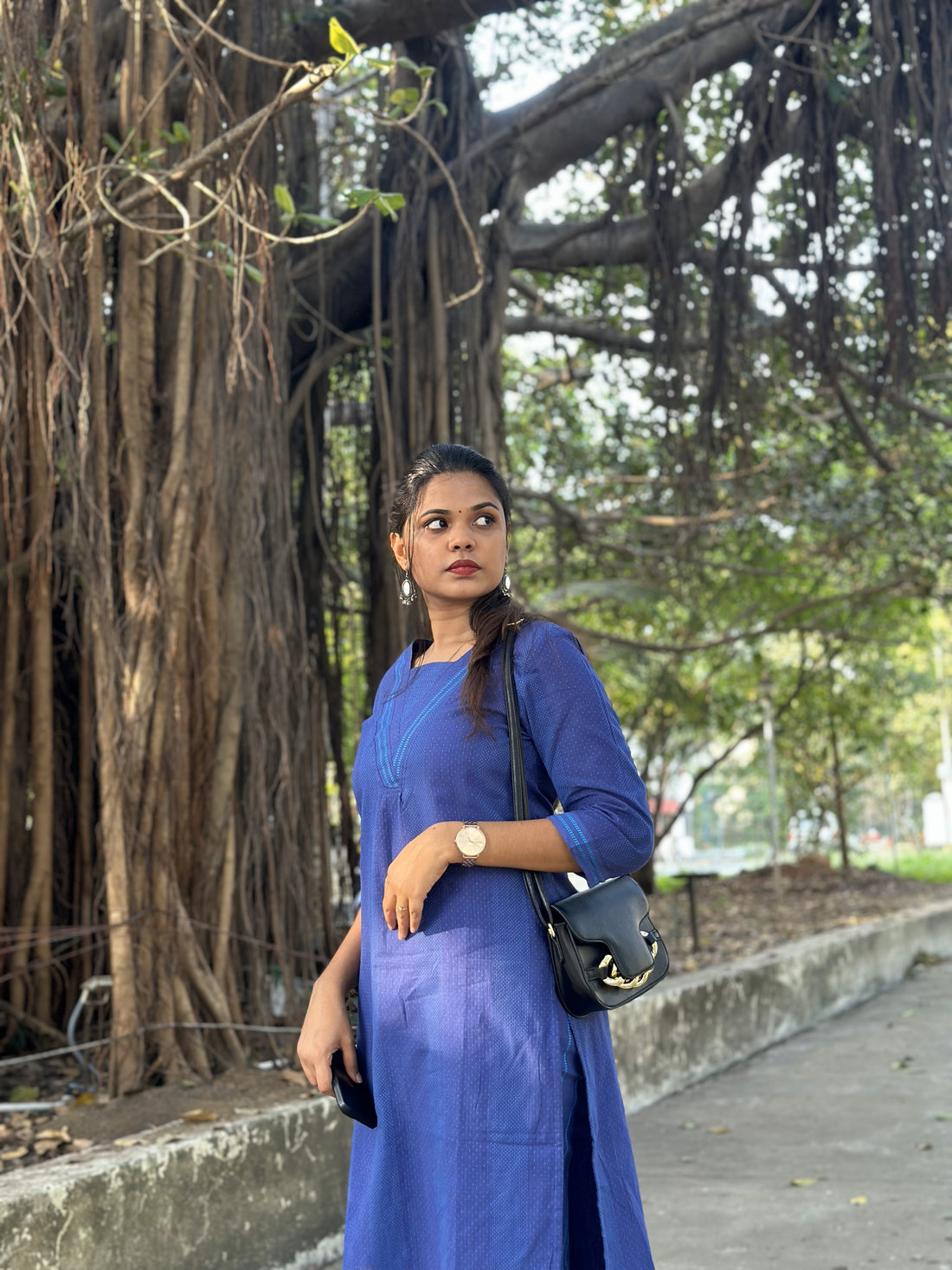BLUE COTTON KURTA SET