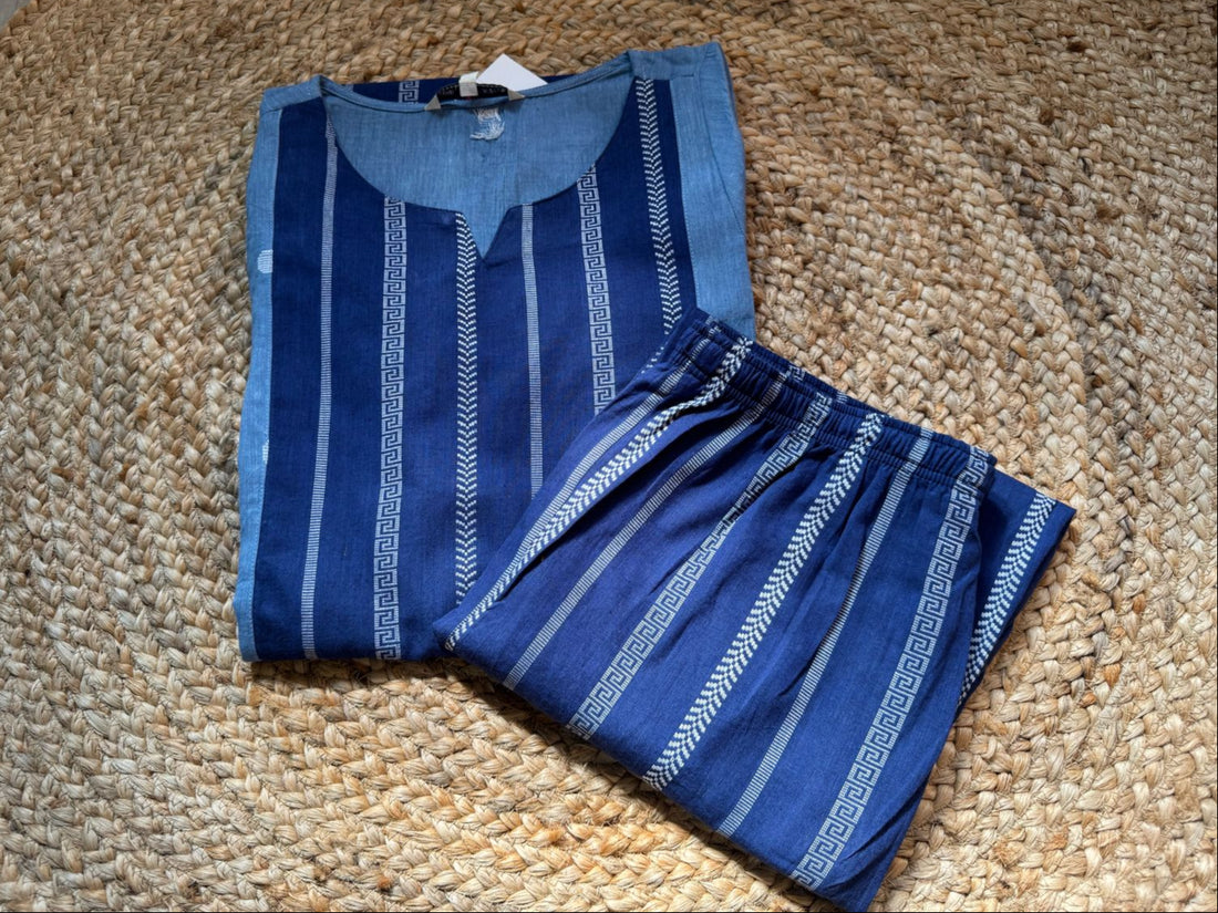 BLUE COTTON KURTA SET