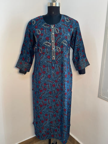 BLUE COTTON KURTA