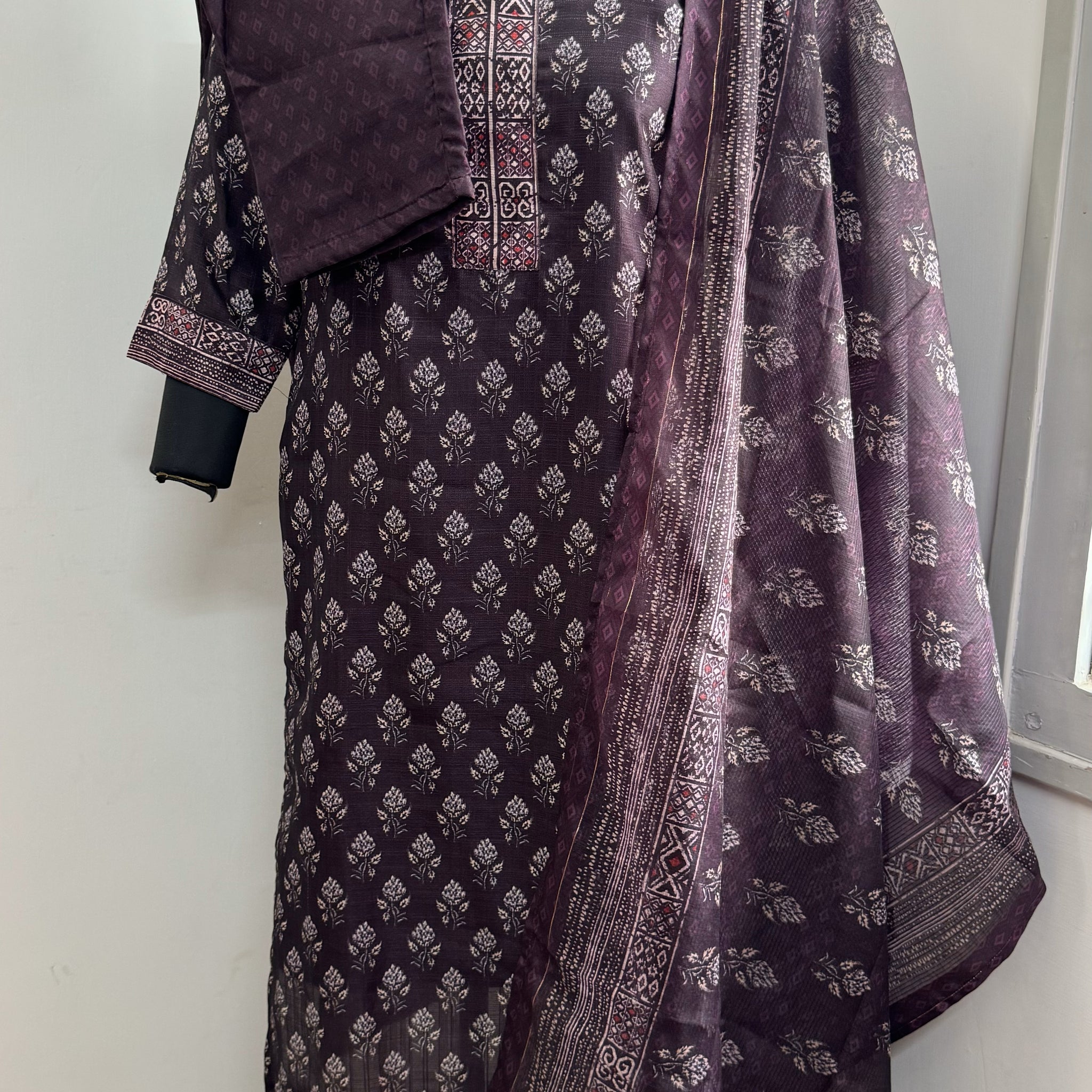 ELEGANT CHANDRI COTTON KURTA SET WITH DUPATTA💜