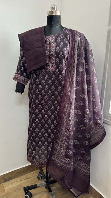 ELEGANT CHANDRI COTTON KURTA SET WITH DUPATTA💜