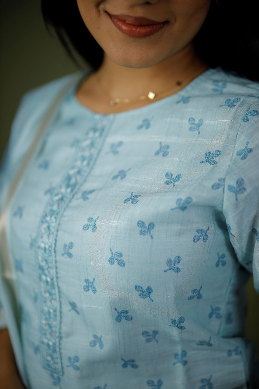 CHANDERI COTTON KURTA SET WITH DUPATTA