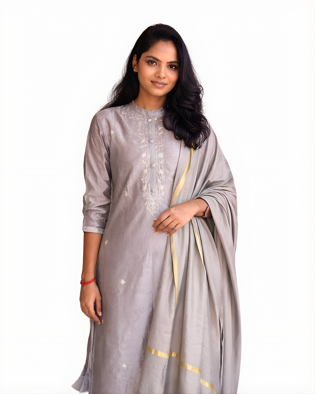 GREY CHANDERI COTTON KURTA SET 😍