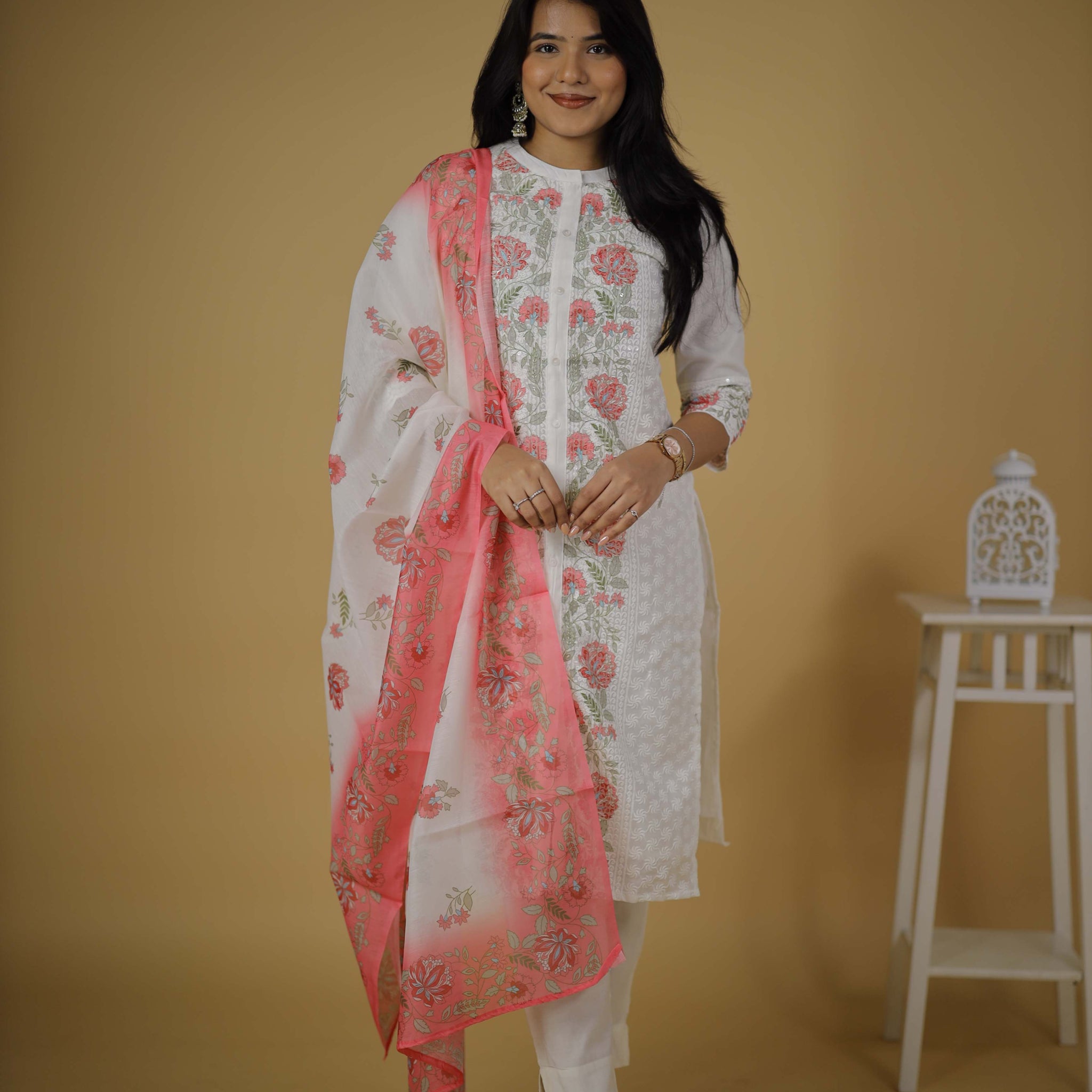 COTTON KURTA SET WITH DUPATTA